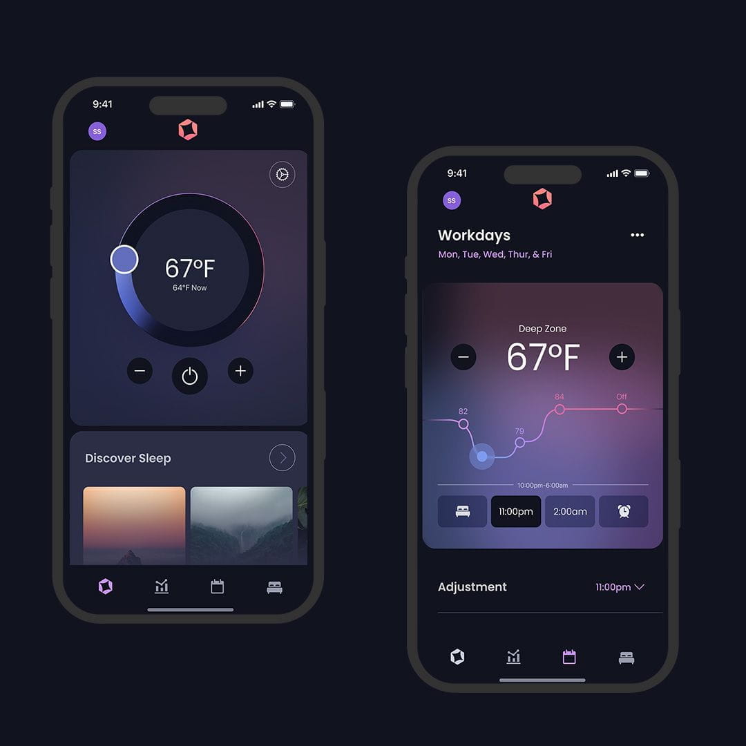 2 Screenshots of Sleepme App