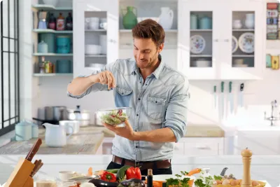 Man cooking in kitchen