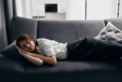 girl sleeping on the couch