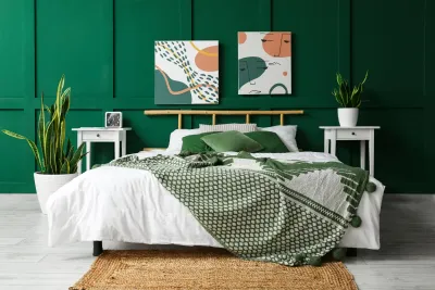 Green bedroom to improve sleep